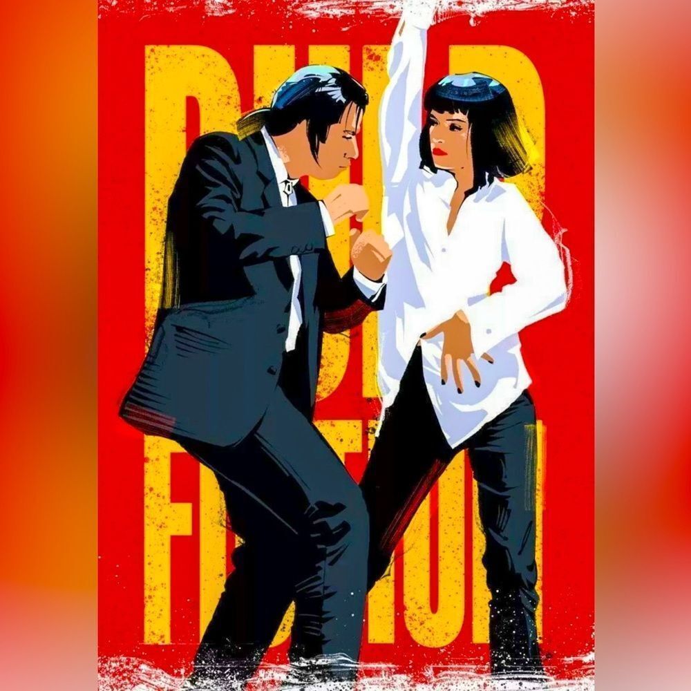 Pulp Fiction Inspired Pop Art Print | Retro Movie Poster Wall Decor Aesthetic